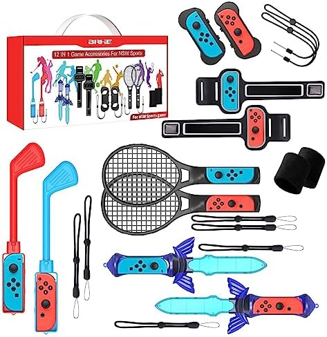 12 in 1 Switch Sports Accessories Bundle – 2023 Family Party Pack Game Accessories Set Kit for Nintendo Switch & OLED Sports Games