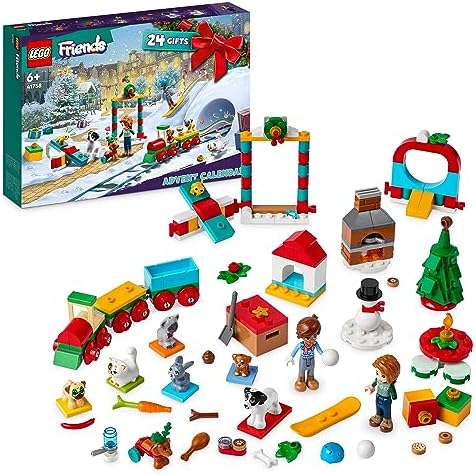 LEGO 41758 Friends Advent Calendar 2023 with 24 Surprise Toys Including Leo & Autumn Mini-Dolls & 8 Pet Animal Toy Figures, Christmas Countdown Gift for Girls, Boys and Kids aged 6 Plus Years Old