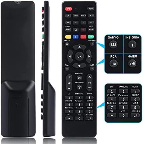 Universal Remote Control for all Samsung LG Sony Panasonic Smart TV HAIER Toshiba Philips TCL Netflix 3D APPS Buttons Universal TV Remote Control Samsung TV Remote Control Universal for all TVs.