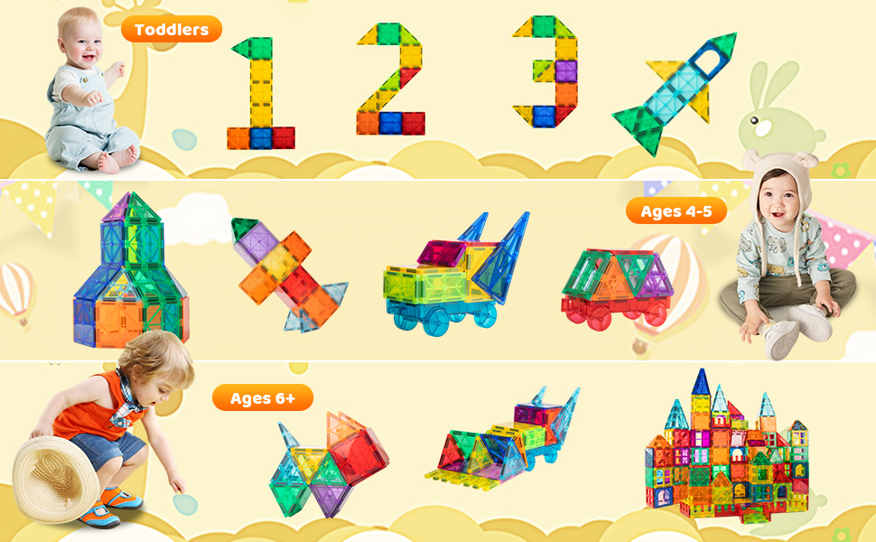 Magnets toys can be used to build 2D and 3D structures. The possibilities are endless!